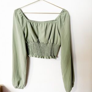 sage green long sleeve blouse